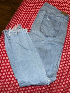 American Eagle Outfitters Light Blue Distressed Ankle Jeans